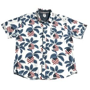 Free Planet Men's‎ Shirt American Flag Stars Stripes Button Down Size 2XL Cotton